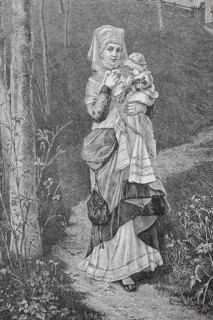 Lonely Woman With Baby On Her Arm