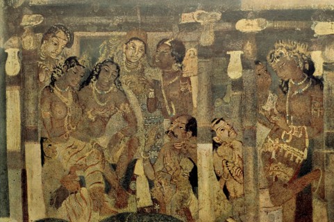 Frescoes at Ajanta caves , Aurangabad , Maharashtra, India