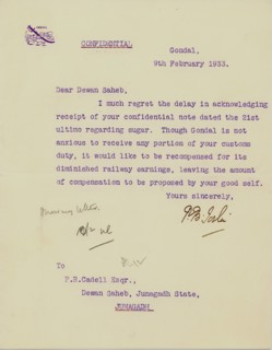 Letter head with royal seal or Coat of Arms9/ii/1933