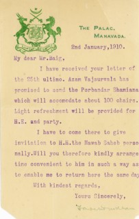 Letter head with royal seal or Coat of Arms	2/i/1910
