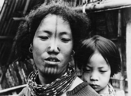 Mother and child of the Apa Tani tribe on Arunachal Pradesh