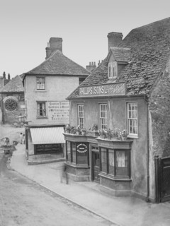 Faringdon village street scene including the famous Counsell Clock