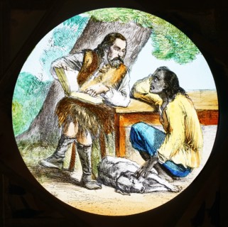 Magic Lantern slide circa 1900 hand coloured