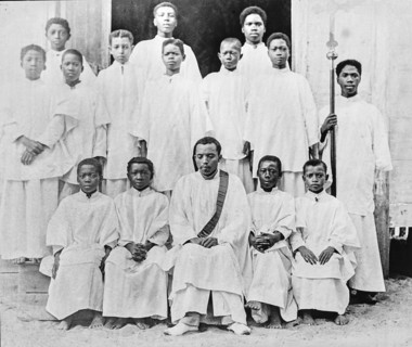 Christian missionaries posing