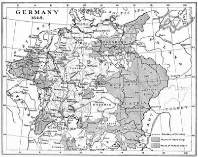 Map of Germany in 1648 after the Peace of Westphalia