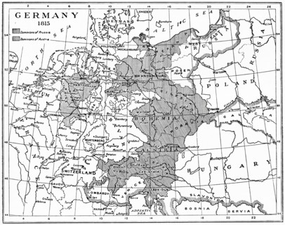 Map of Germany in 1815 after the Congress of Vienna