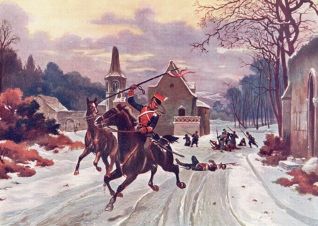French soldiers caught in an ambush during the Franco-Prussian War aka Franco-German War