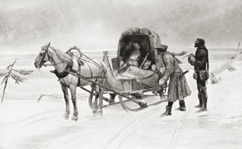 The death of Sten Sture the Younger on the ice of lake Mälaren on his way back to Stockholm after being mortally wounded at the battle of Bogesund on 19 January 1520