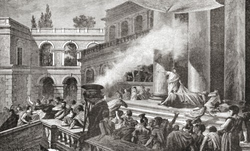 Mark Antony showing the Roman people the corpse of Julius Caesar