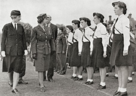 Princess Elizabeth inspecting the Girls' Training Corps