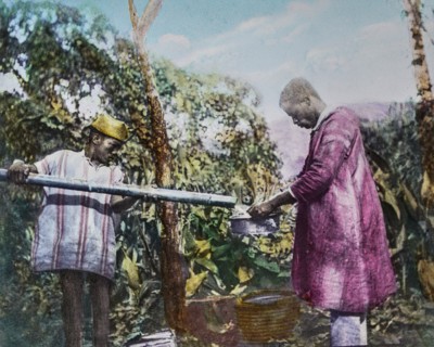 Magic Lantern slide circa 1900 hand coloured