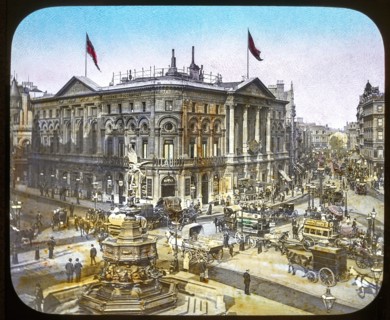 Magic Lantern slide circa 1900 hand coloured views of London