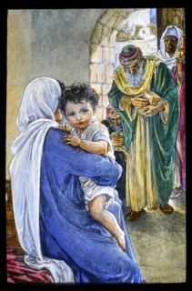 A hand coloured magic lantern slide circa 1900