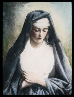 A hand coloured magic lantern slide circa 1900