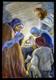 A hand coloured magic lantern slide circa 1900