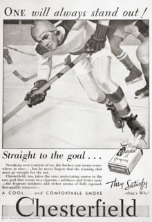 Advertisement for Chesterfield cigarettes using sport as a hook