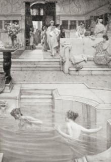 Ladies bathing in the public baths in ancient Rome