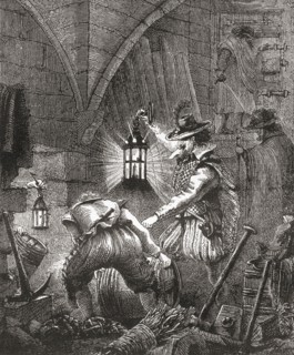 Guy Fawkes and the conspirators at work