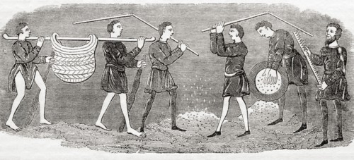 Threshing and winnowing corn in the Middle Ages