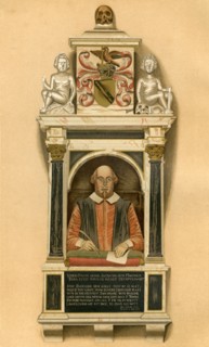 Shakespeare's Monument affixed to the north wall of the chancel of Stratford-on-Avon