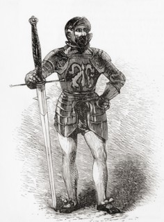 A 16th century foot soldier holding a longsword