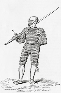 A suit of puffed and engraved armour from the 16th century