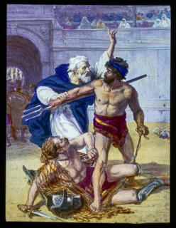 A hand coloured magic lantern slide circa 1900