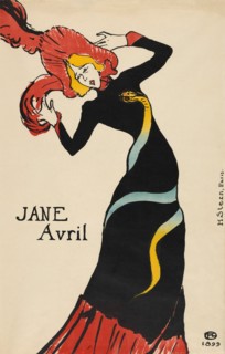 Jane Avril poster by Henri de Toulouse-Lautrec.  Henri de Toulouse-Lautrec