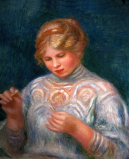 Girl making lace