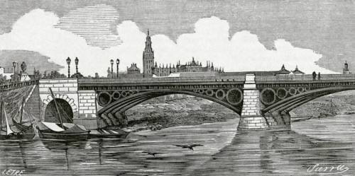 Spain, Andalusia, Seville, Bridge of Isabella II, known as Triana Bridge