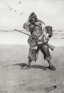The Footprint on the Sand, from Daniel Defoe's novel Robinson Crusoe,,