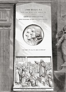 The monument to the Wesleys in the nave of Westminster Abbey