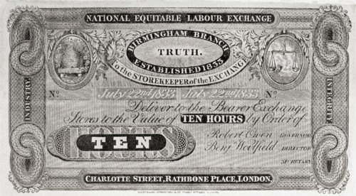 Facsimilie of one of Robert Owen's Labour Notes