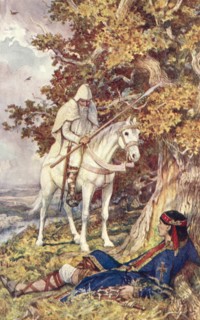 A man on a white horse