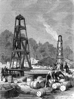 Oil source field in oil creek valley, pennsylvania, usa 1887