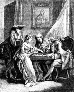 Backgammon game in 18 th century, discovered in the middle east. it is a two players game and two dices help the players to win 1868