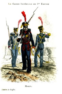 Imperial guard of napoleon 1st, sailors formed a naval unit, operated also as gunners after training. they served under beautiful uniforms design by raffet. 1895