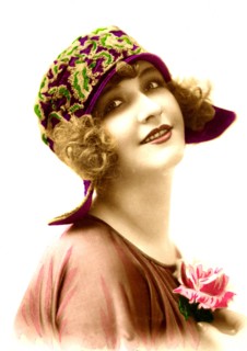 Hat fashion in the 1900s, years old postcard from 1907