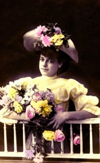 Nice girl with flowers bouquet