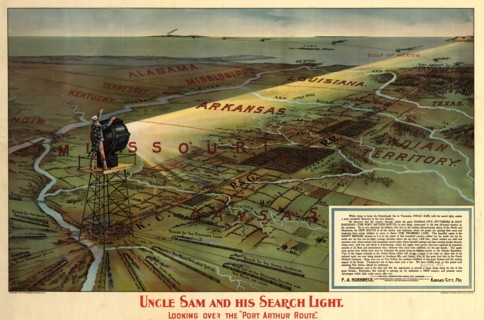 Uncle Sam and his search light looking over the "Port Arthur route". 1896