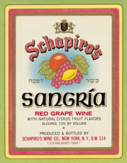 Schapiro's Sangria Red Grape Wine