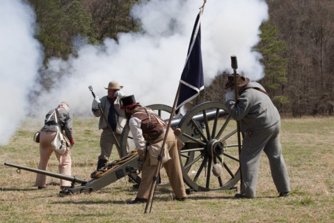 Reenactment of Civil War siege