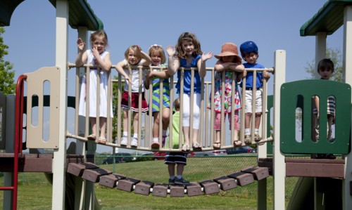 Children on playground at Rise School, Tuscaloosa, Alabama
