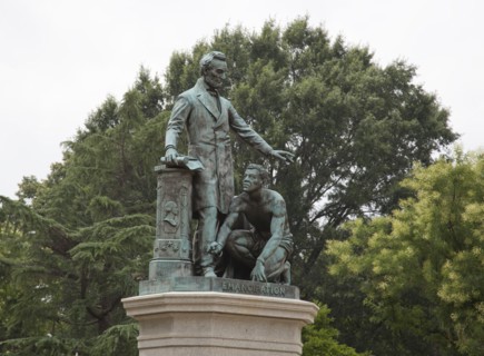 Emancipation Memorial honoring Abraham Lincoln.