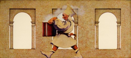 Knave of Hearts -m carrying the large soup pot