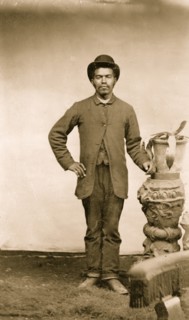 Portrait of an African American man standing by Plant