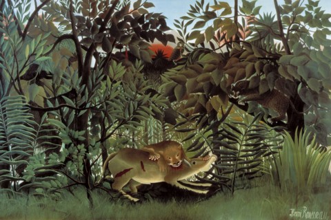 The Hungry Lion Throws itself on the Antelope