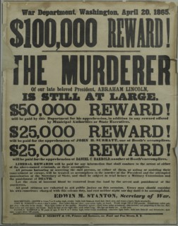 Poster Reward for the Capture of the Lincoln's murderer