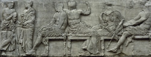 Zeus and Hera seated.