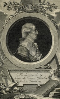 Ferdinand I of the Two Sicilies (1751-1825). Third son of King Charles III of Spain. Engraving by Cremer.